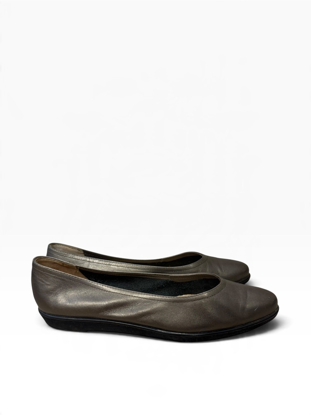 Salvatore Ferragamo Metallic Bronze Leather Ballet Flats Size 8.5